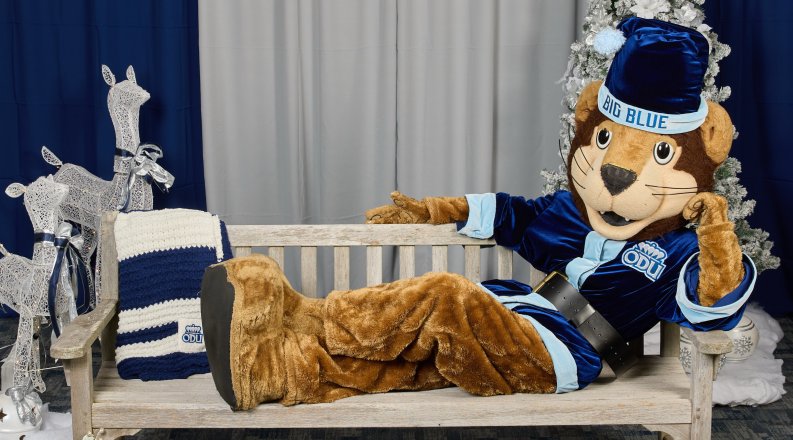 Big Blue in blue suit