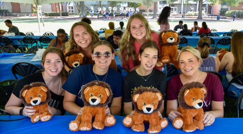 Students with stuffed animals