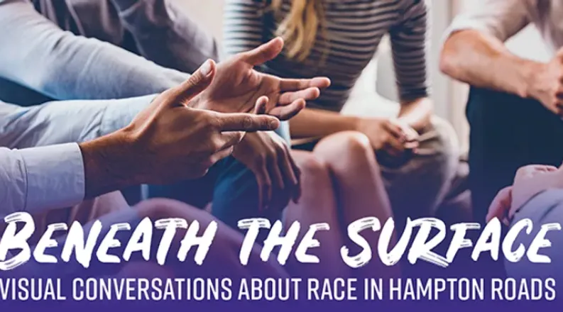 Close up of group of adults having a discussion. Text: Benea