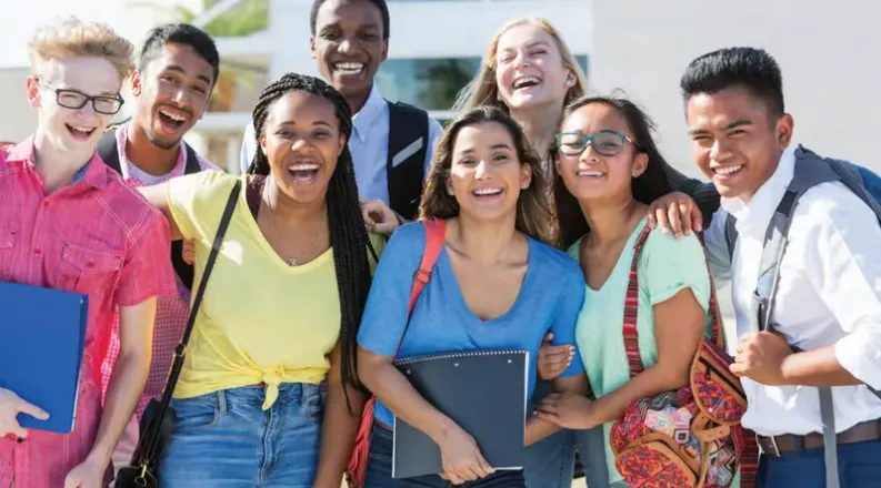 Teens in a group outside