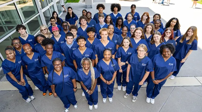 group of students in scrubs