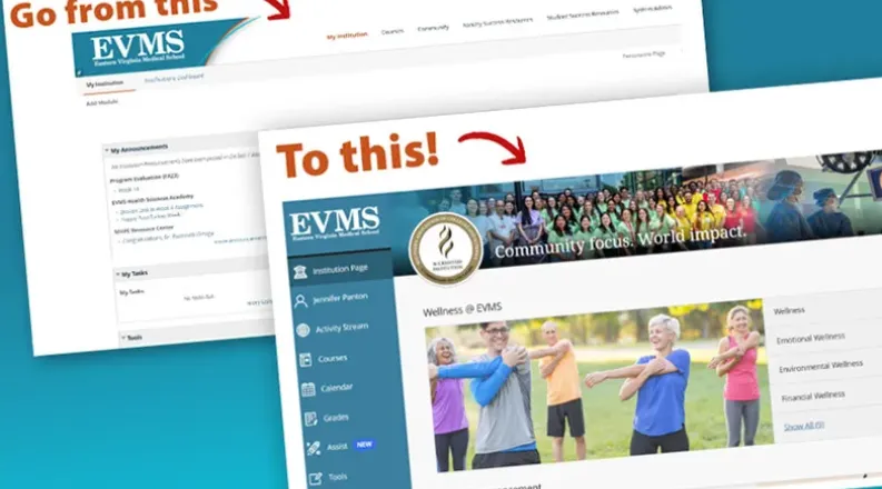 Two computer screens showing before and after view of Blackb