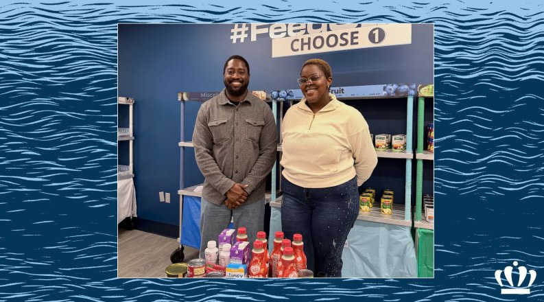 Steffon Campbell poses with ODU PRSSA President Ebube Onuoha