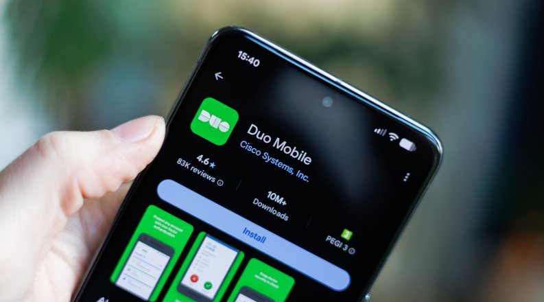 Mobile device ready to download Duo Mobile app