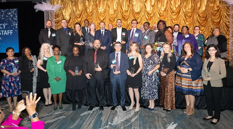 A group photo of award recipients at the 2024 EVMS Legacy Fa