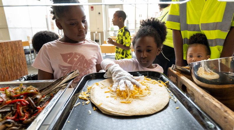 Children preparing food