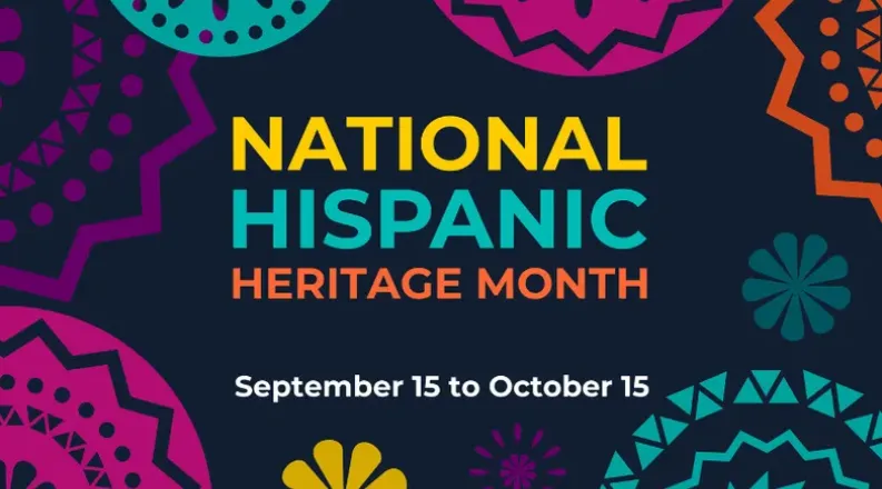 Colorful illustrative graphic with the words National Hispan