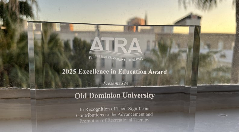 award in front of a window