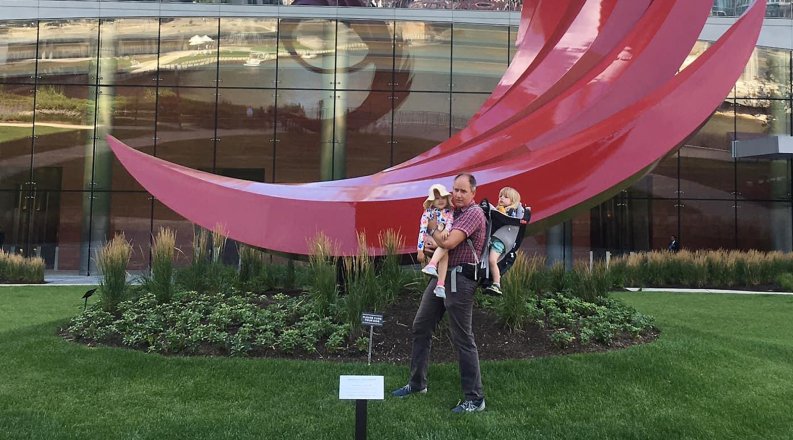 Michael Seek visits “Constellation,” a sculpture by the artist Santiago Calatrava.
