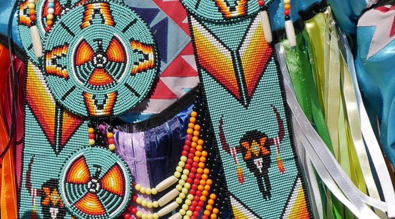 Photo of a colorful piece of Native American clothing.