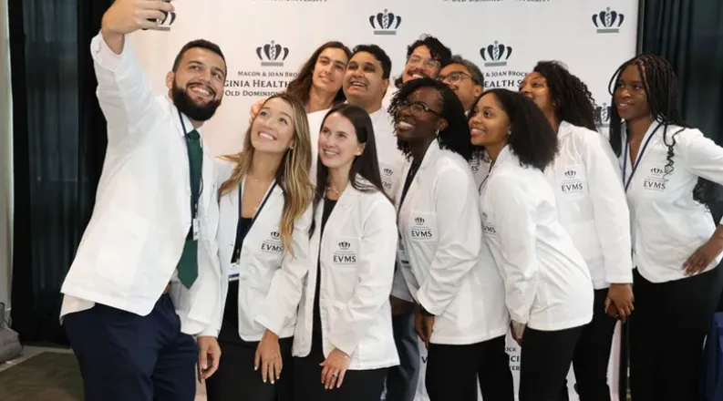 A group of medical students pose for a selfie