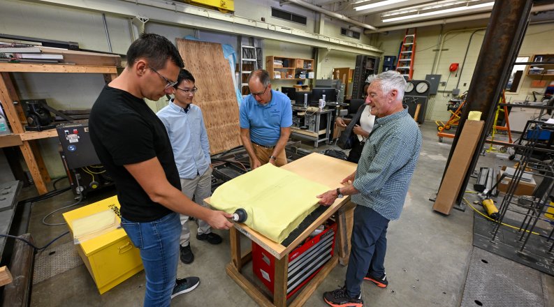 A group of people in a workshop