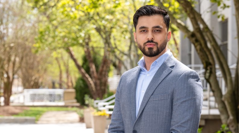 Photo of ODU student Zobair Wali standing on campus.
