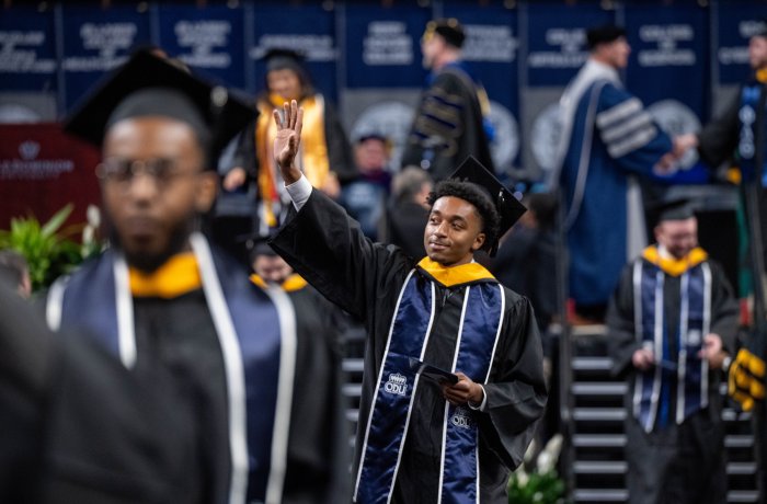 Students at ODU's commencement.