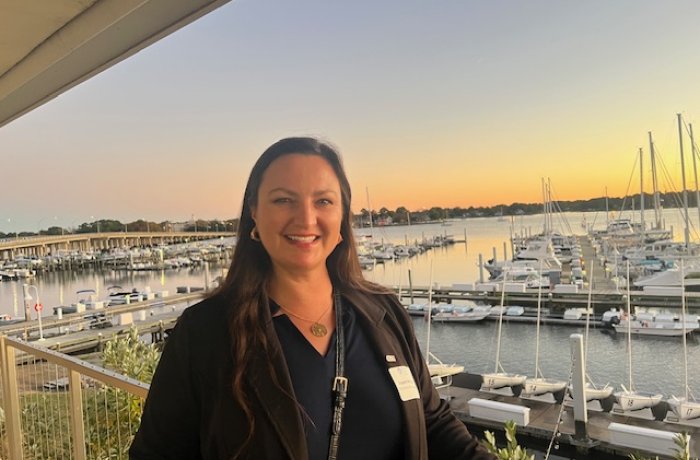 Elspeth McMahon at marina.