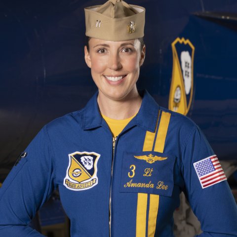 Lt. Amanda Lee, ODU Alumn and the first woman demonstration pilot for the Blue Angels.