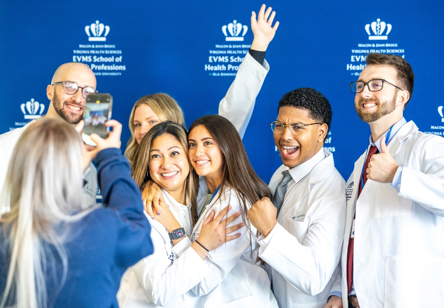 P.A. students posing after white coat ceremony