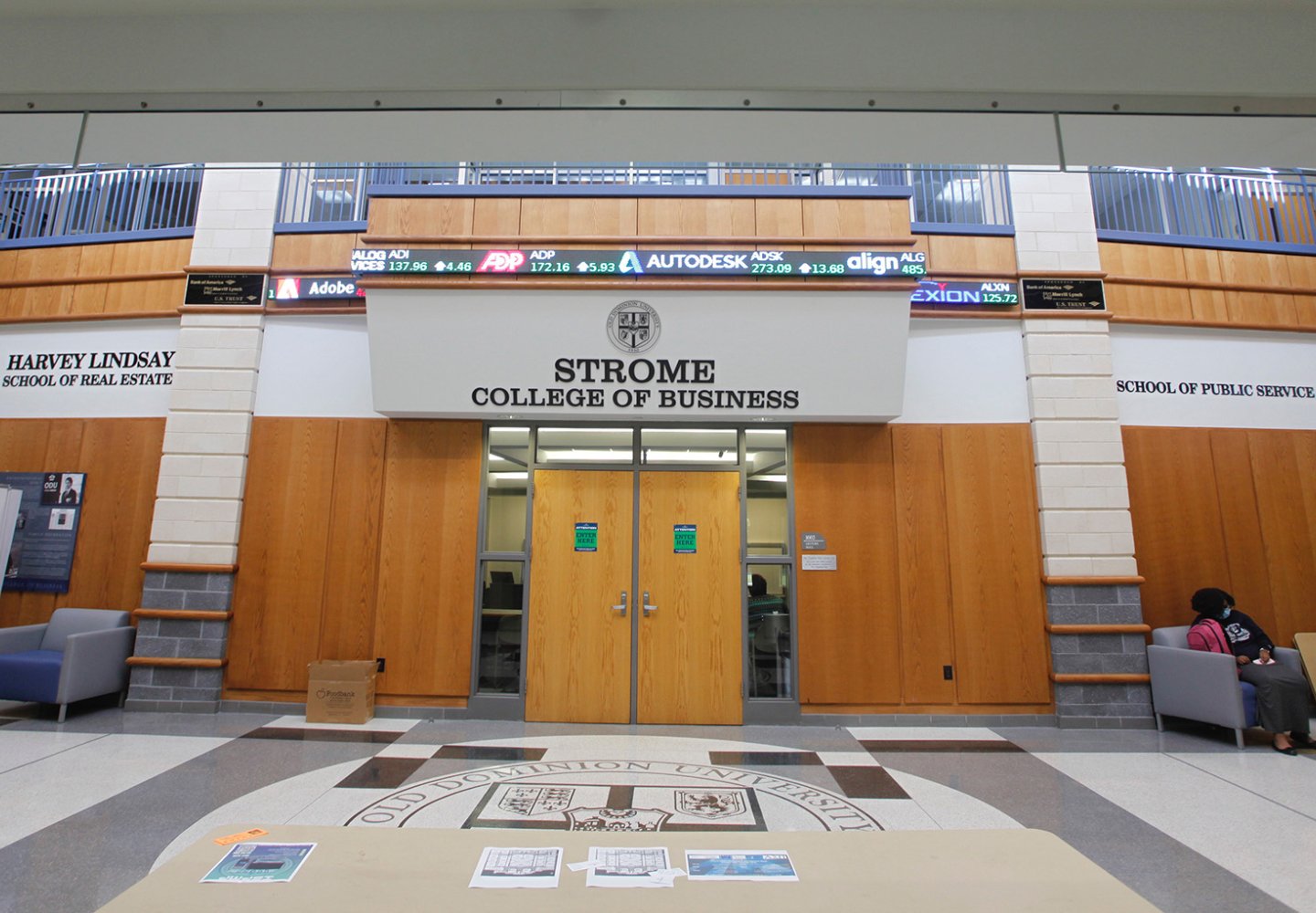 Strome College of Business Interior Doors and ticker