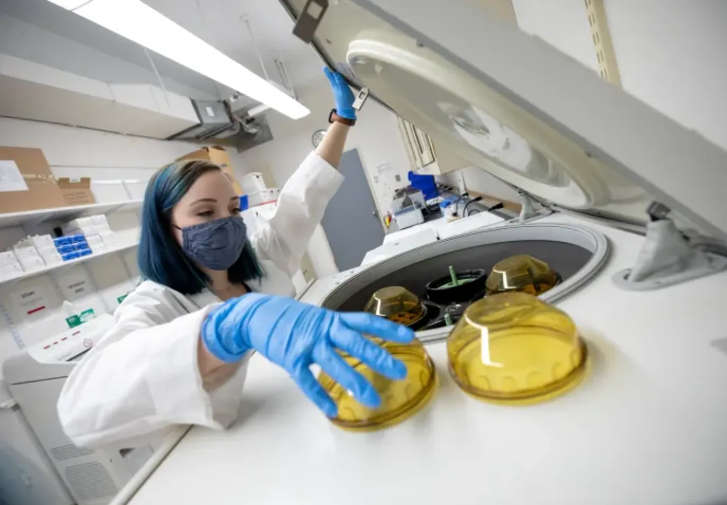 Female student working in a lab