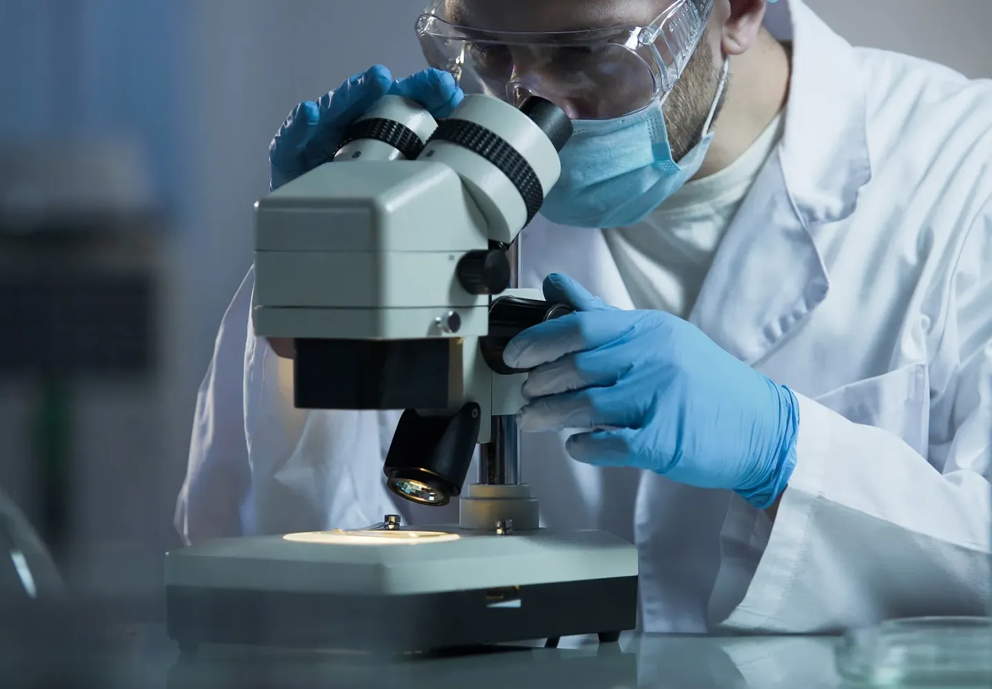 LTC Hero 2000 microscope and researcher