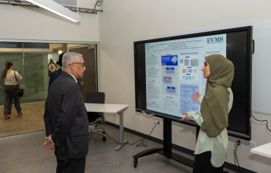 Student presenting biomedical research