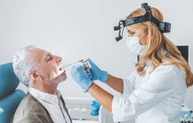 Voice doctor examining patient