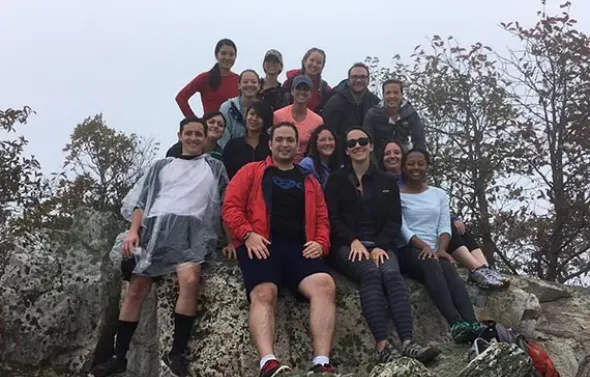 OB-GYN residents go for a hike together.