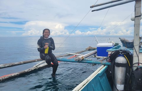 Student surfacing between dives in the Phillipines