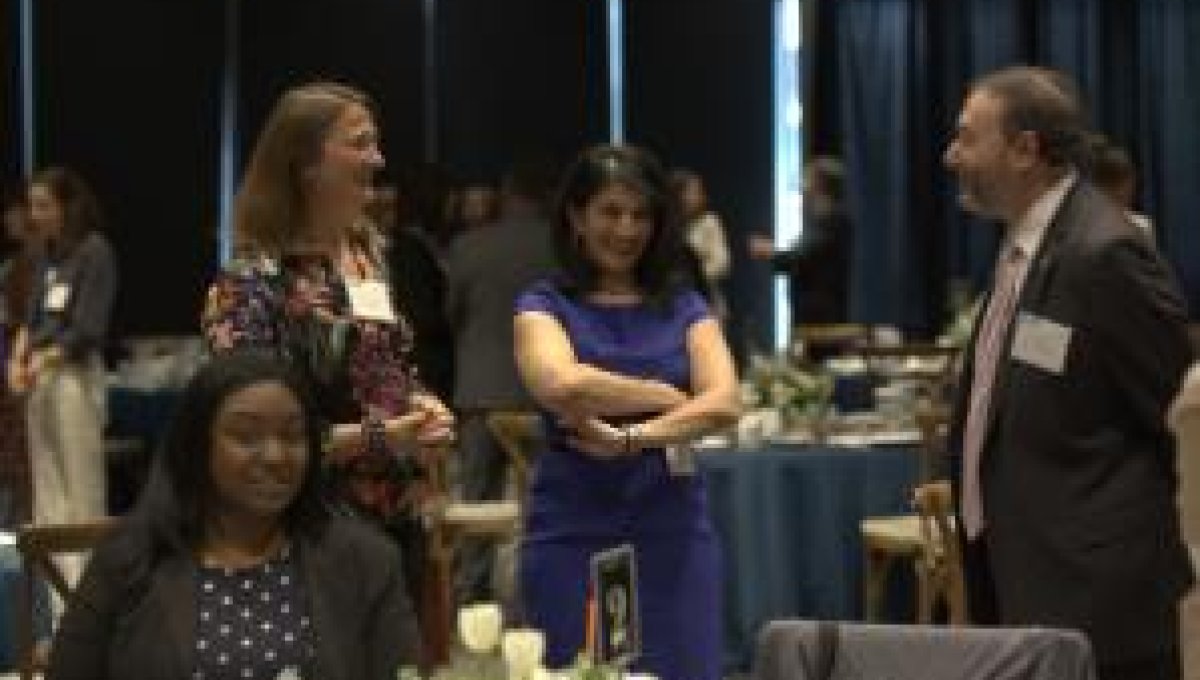 Dr. Abuhamad chats with guests at the launch luncheon