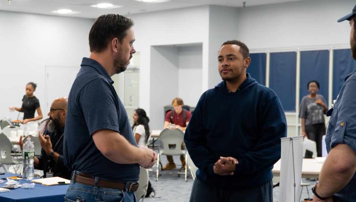 ODU student interacts with Environmental professional