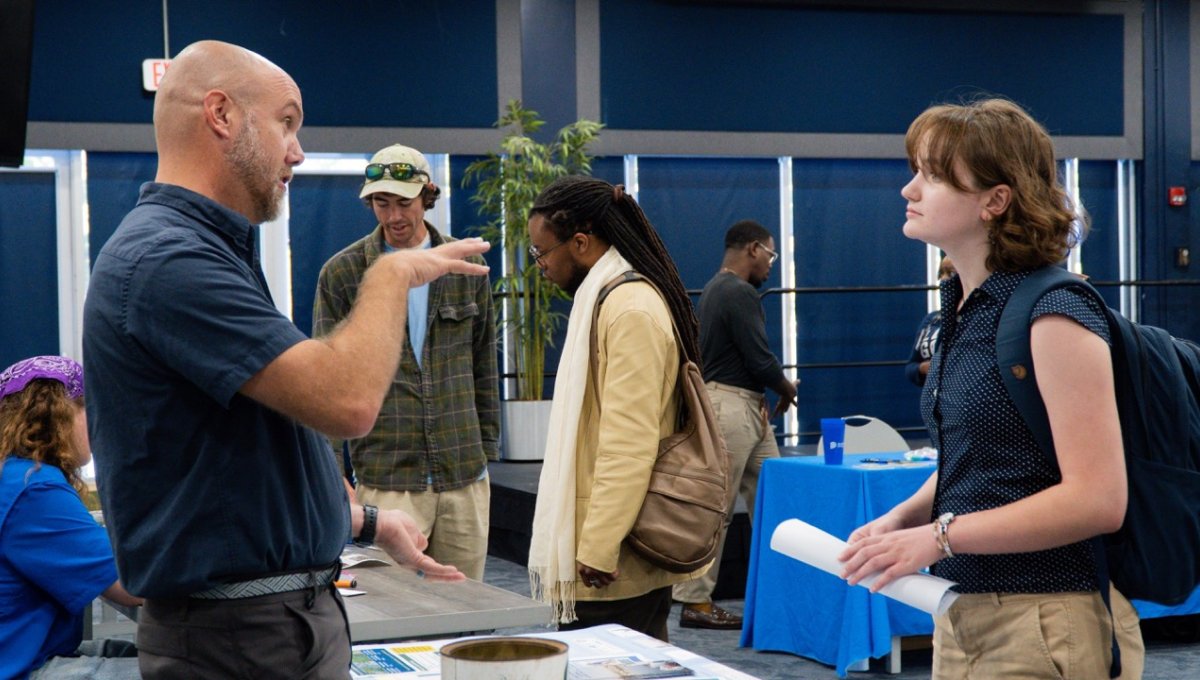 Todd Egerton from Virginia Department of Health representative, talks to Monarchs