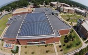 Solar Panels on the roof of the Student Recreation Center.