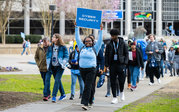 Students walking on campus