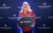 Forty-five-year service recipient Linda Wallace at the Monarch Milestones event April 10, 2025.
