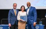 President Brian O. Hemphill and Vice President Kenneth Fridley with Monarch Values Award winner Dr. Shannon Robinson at the Monarch Milestones Celebration on April 10, 2025.
