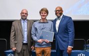 President Brian O. Hemphill and Vice President Brian Payne with Monarch Values Award winner Jared Sykes at the Monarch Milestones Celebration on April 10, 2025.