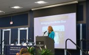 Dr. Jenn L. Grimm delivers welcome remarks at the 3rd Annual ODU Career Summit.