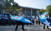 ODU’s color guard performing.