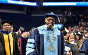 President Brian O. Hemphill Ph.D., speaks at Old Dominion University's commencement exercises May 7 at the Chartway Arena . Photo Chuck Thomas/ODU