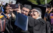 Two students taking a selfie.