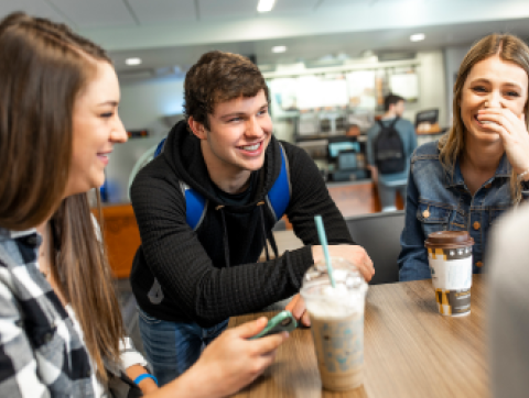 Students drinking coffee