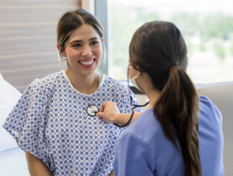 Female doctor with patient