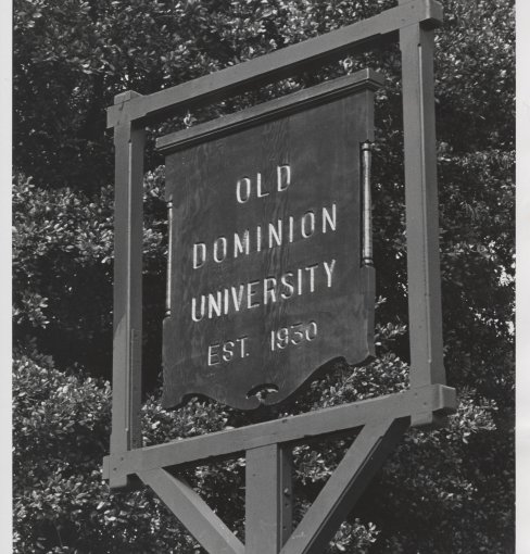 Old Dominion University sign, 1970s