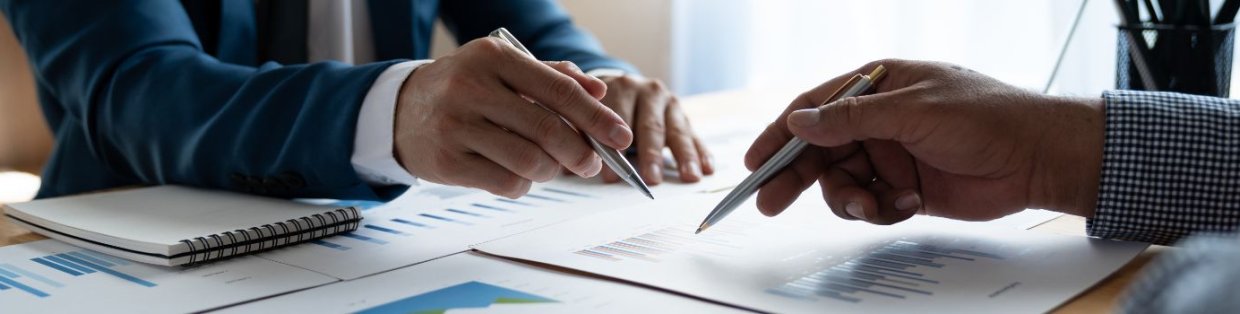 Sales professional analyzing data