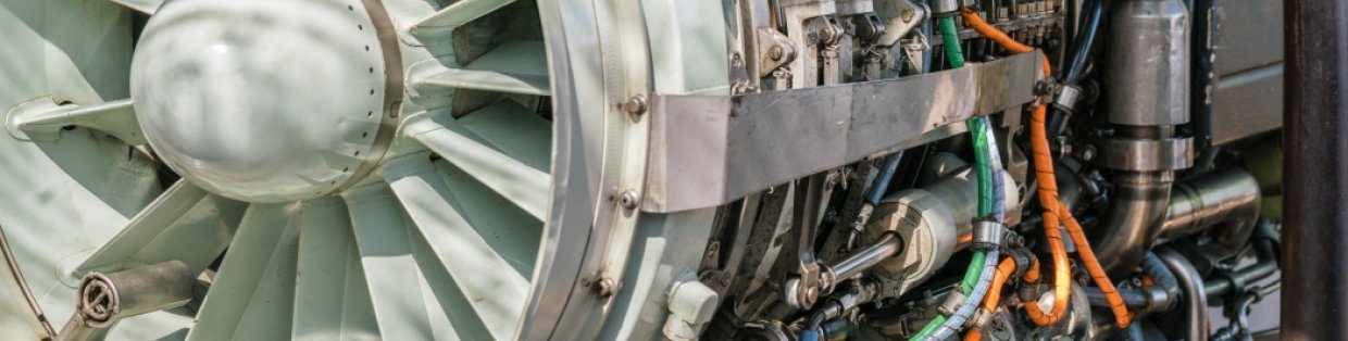 A plane engine deconstructed. 