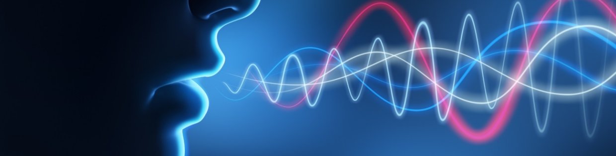 a digital image of a person's mouth speaking with sound waves.
