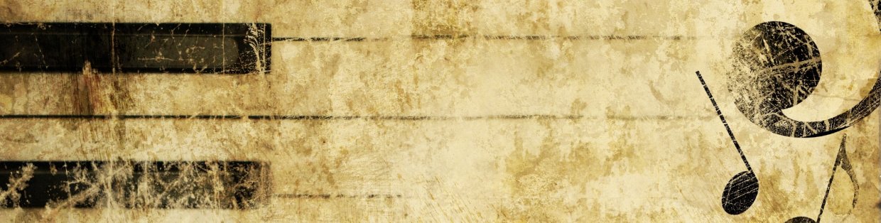 A tarnished picture of sheet music. 