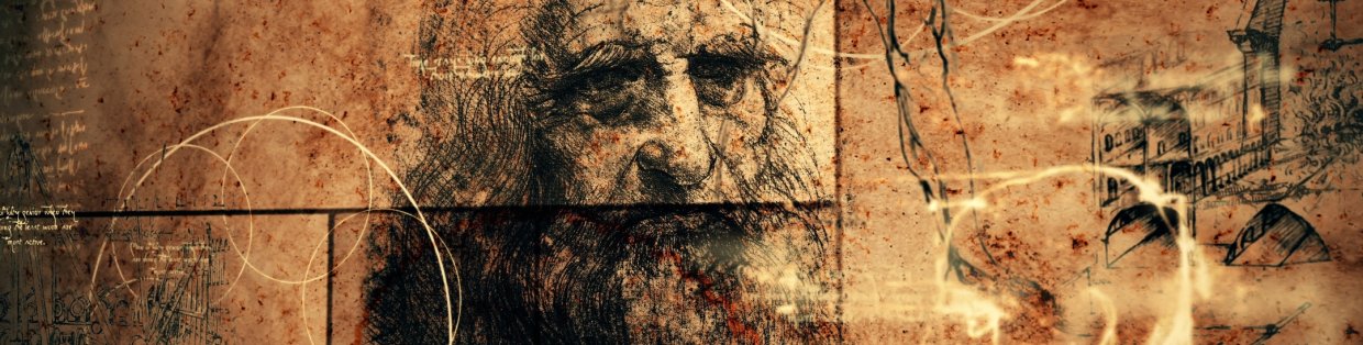DaVinci on a scroll of paper.