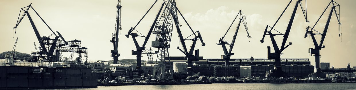 An across the river shot of the shipping yards.