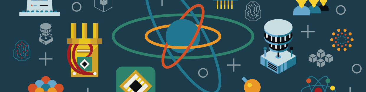 A graphic design image of cartoon electronics. 